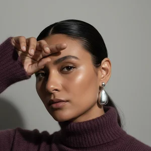 Confident Woman with Hoop Earrings