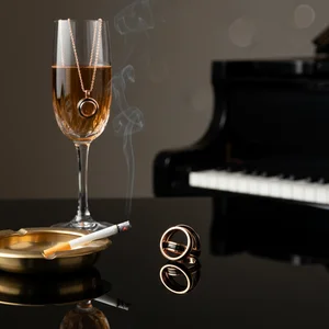 Celebratory rings and champagne