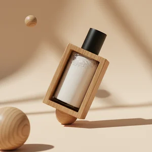 Minimalist beige skincare bottle