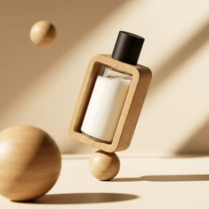 Minimalist beige skincare bottle