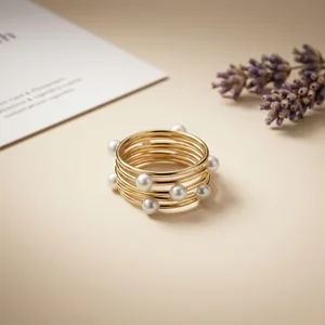 Elegant pearl ring on beige