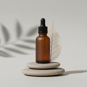 Amber Dropper Bottle on Balancing Stones