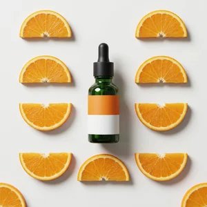 Citrus serum flat lay