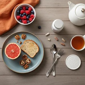 Healthy breakfast flat lay