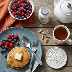 Healthy breakfast flat lay