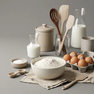 Minimalist baking ingredients setup