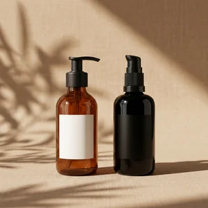 Minimalist skincare on linen