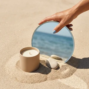 Summer beach candle with mirror