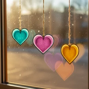 Colorful Heart Window Decor