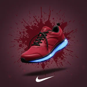 Dynamic red sneaker display