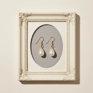 Vintage framed pearl earrings