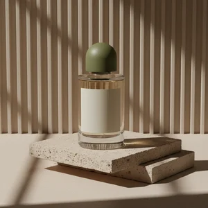 Elegant skincare on ribbed panel