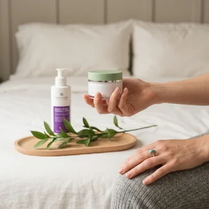 Cozy morning skincare routine