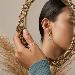 Vintage mirror jewelry reflection