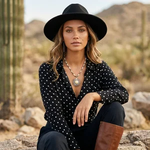 Western fashion in desert sunset