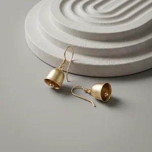 Minimalist gold bell earrings