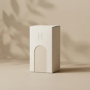 Minimalist beige box with shadows