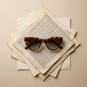 Vintage sunglasses on old newsprint