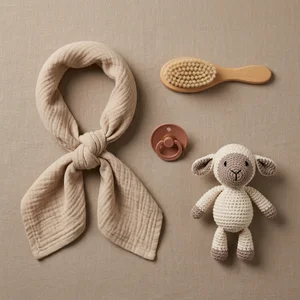 Natural baby essentials flat lay