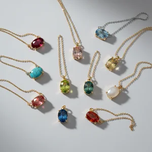 Vibrant minimalist necklace display