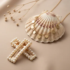 Elegant jewelry on seashell