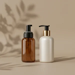 Elegant cosmetic bottles with shadow