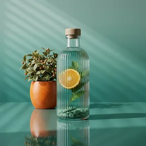 Fresh infused water bottle with plant