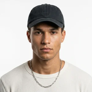 Washed Charcoal Dad Hat on Model
