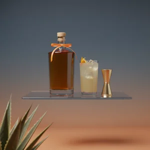 Premium tequila bottles at sunset