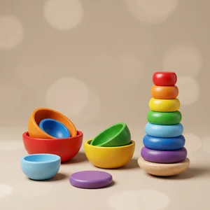 Colorful wooden stacking toys