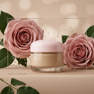Elegant skincare with roses and water