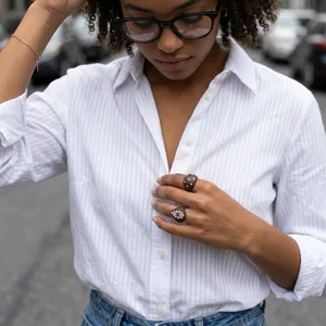 Modern casual jewelry on model