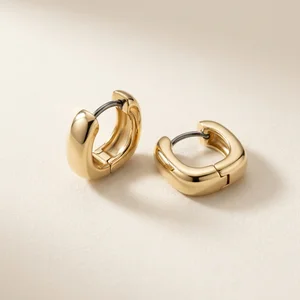 Modern gold square hoop earrings