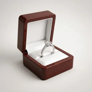 Diamond ring in wooden box