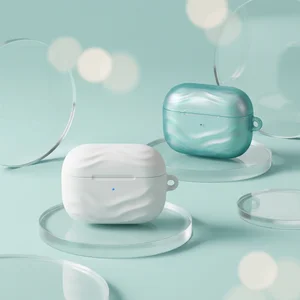 Modern earbud cases on glass