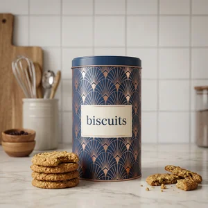 Gourmet biscuits in art deco tin