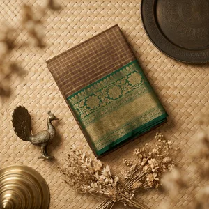 Traditional saree on woven mat