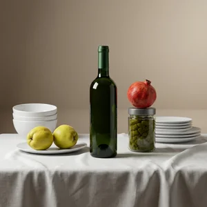 Artisanal food still life with wine