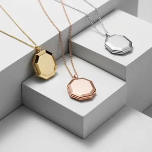 Minimalist locket trio on steps
