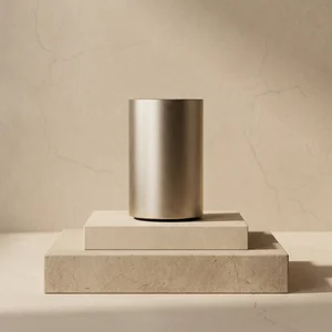 Minimalist beige podium with shadows