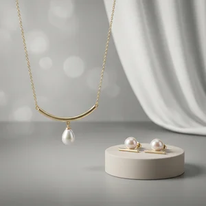 Elegant pearl jewelry on pedestal