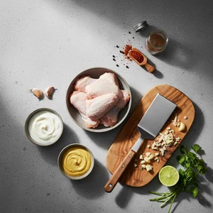 Fresh cooking ingredients flat lay