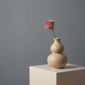Minimalist vase with dried rose