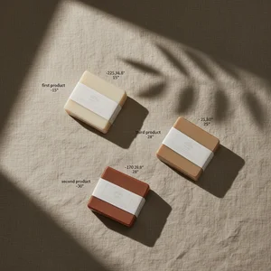 Minimalist cosmetic jars on fabric