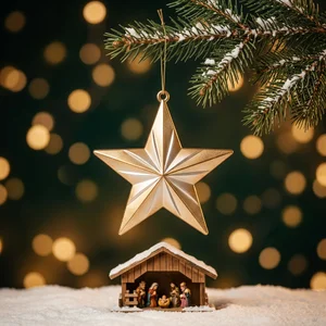 Cozy nativity scene with star