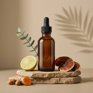 Natural serum on stone pedestal
