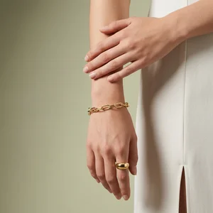 Elegant gold jewelry hand model