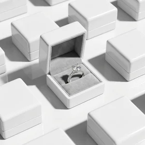 Diamond ring in minimalist white grid
