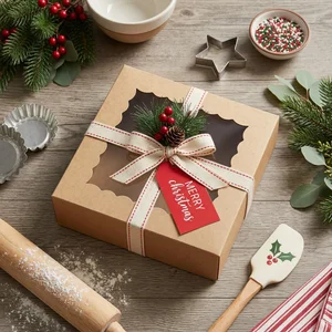 Christmas bakery box with tag