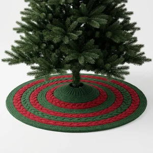 Red & Green Knitted Tree Skirt